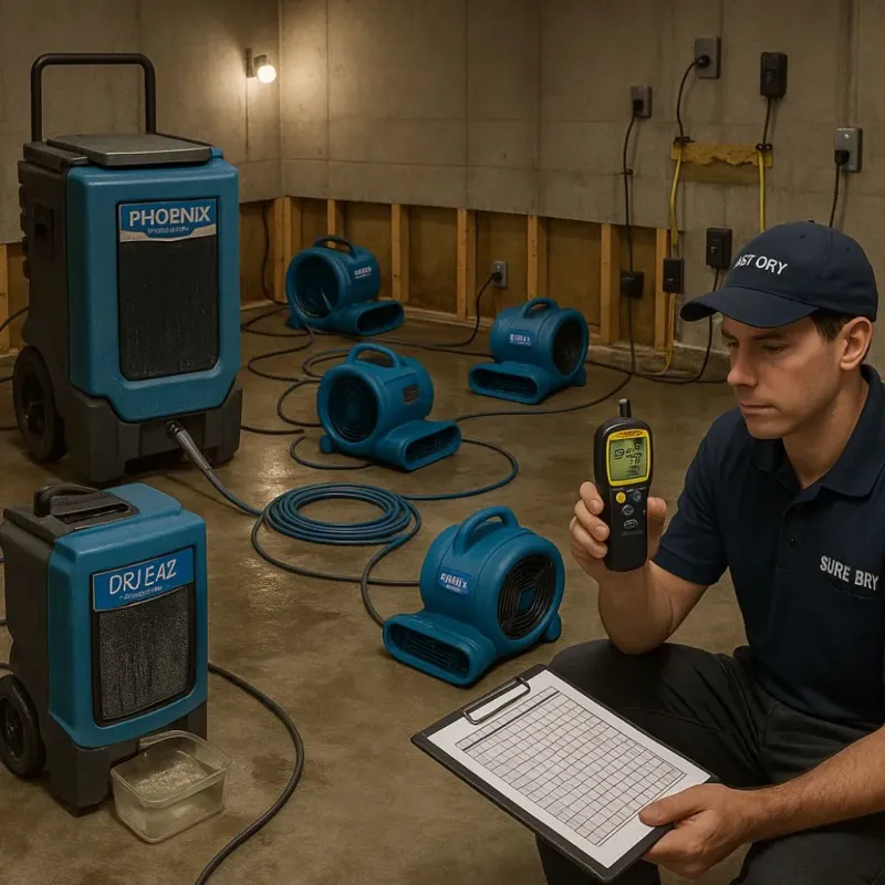 Structural Drying and Dehumidification process in Midwest City, OK